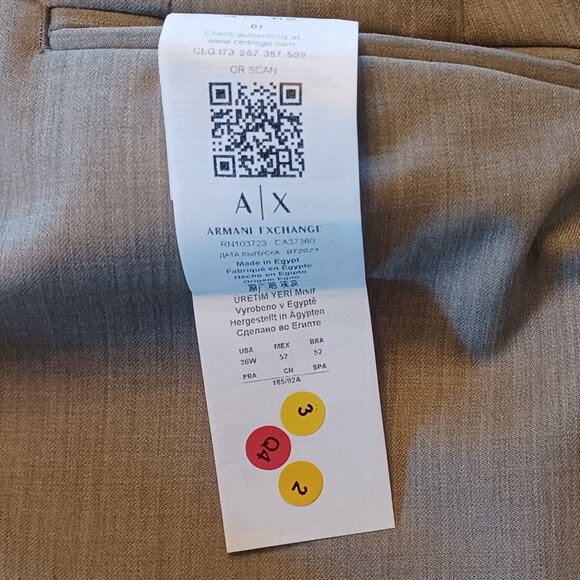 NEW Armani Exchange Light Grey Taupe Modern Fit Flat Front Textured Dress Pants - Picture 5 of 12
